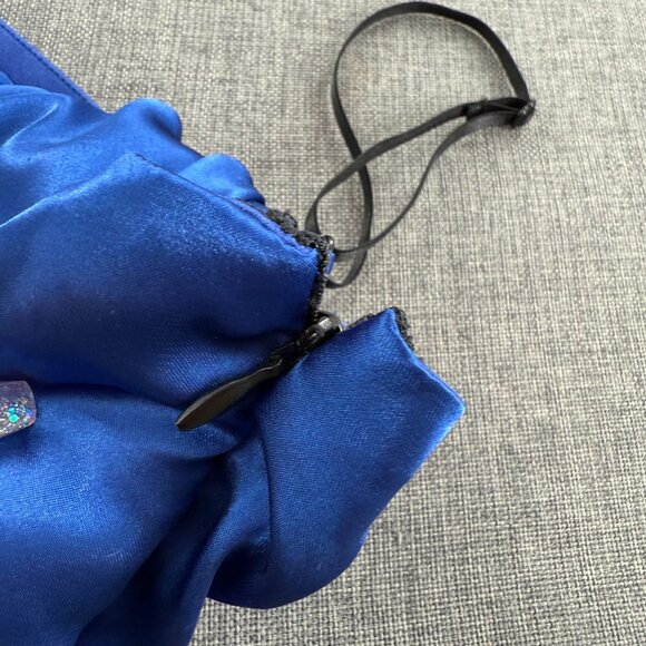 Snap Formal Dress Party Event Prom Blue & Black Adjustable Straps Juniors 7 Rose - Picture 8 of 14